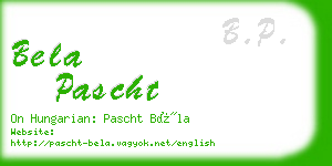 bela pascht business card